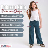 Calza Palazzo Polar Con Chiporro Niña Elasticada Térmica Verde Agua