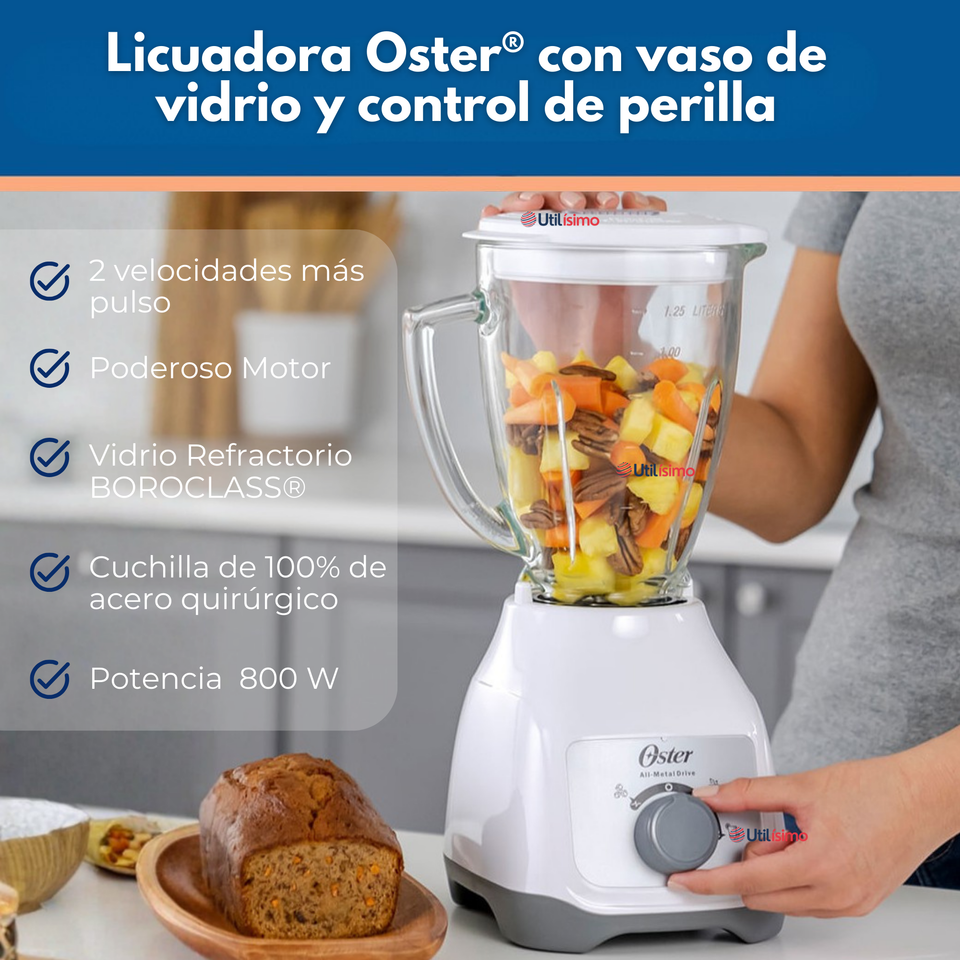 Licuadora Oster® Con Vaso De Vidrio Y Control De Perilla BLSTKAGWRD