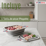 Tabla De Picar Plegable  3 En 1 Drenaje Multiuso Cocina Silicona