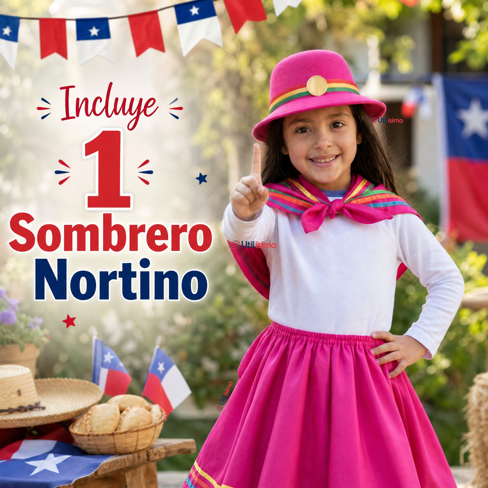 Sombrero Nortino Niña Gorro Fucsia Baile Típico Fiestas Patrias