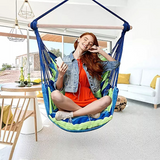 Silla Hamaca Colgante Columpio Con Dos Almohadas Para Jardin Azul Verde