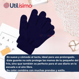 Guantes 16Cm Escolares Niña y Niño Azul Oscuro Unisex