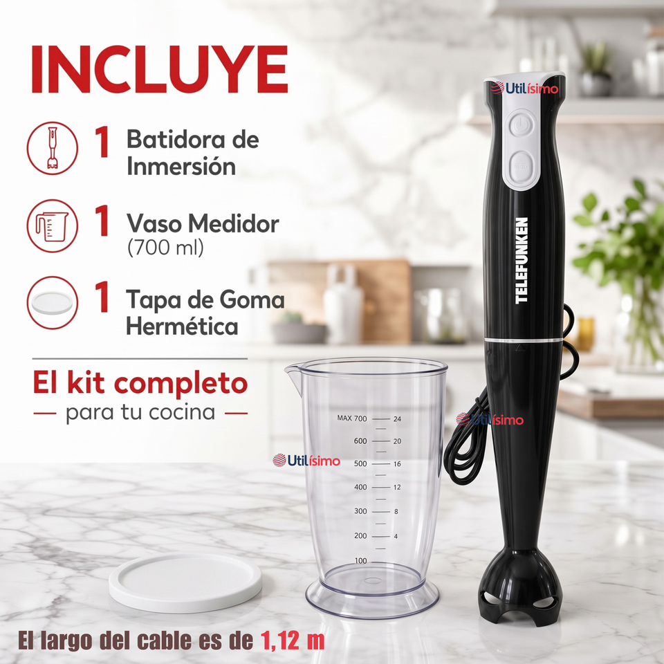 Batidora de inmersión Telefunken SmartMix 2000 negra 500W