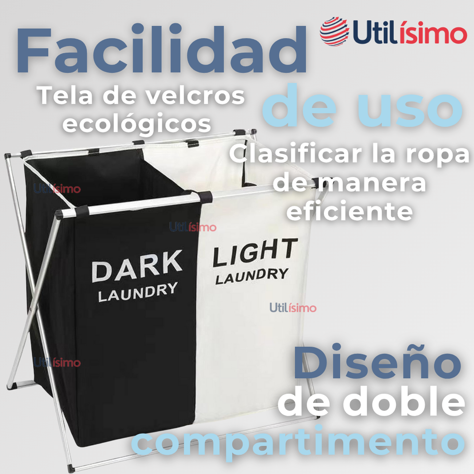 Canasto Ropa Plegable Tela Diseño 2 en 1 Práctico Para El Hogar