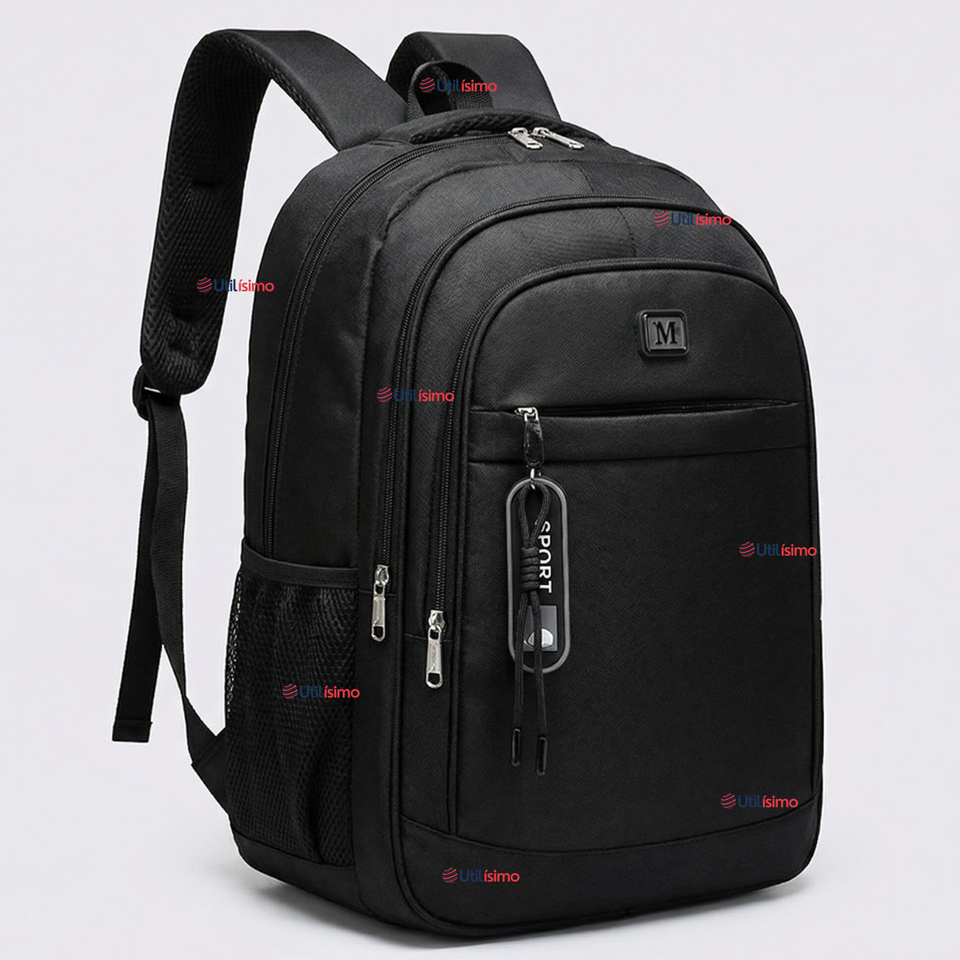 Mochila Multifuncional Ejecutiva Escolar Viaje Cabina Impermeable Resistente Notebook 46cm Negro 23L