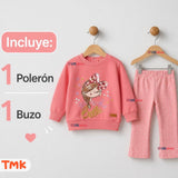 Conjunto 2 Piezas Polerón y Pantalón 100% Algodón Tedmimak Bebé Niña Beautiful pink