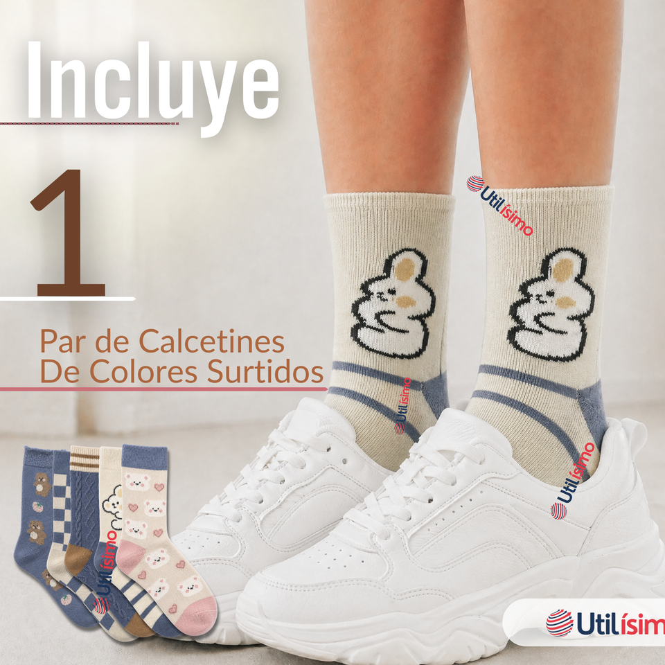 Calcetines De Lana Confort Térmico Mujer Diseños Juveniles 1 Par