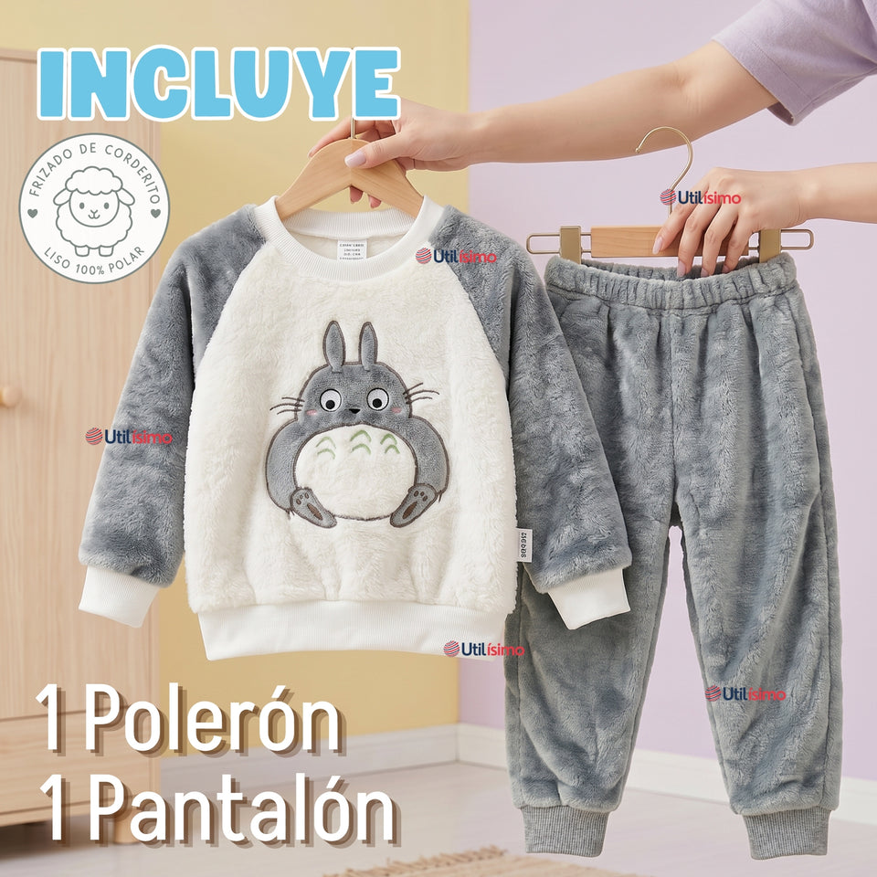 Conjunto Buzo Polerón Frizado Niños Bebes Corderito Liso 2 Piezas