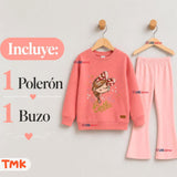 Conjunto 2 Piezas Polerón y Pantalón Palazzo 100% Algodón Tedmimak Niña Beautiful pink