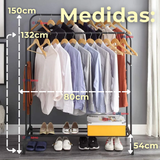 Perchero Organizador Colgante de Ropa Doble Barra Tendedero Acero