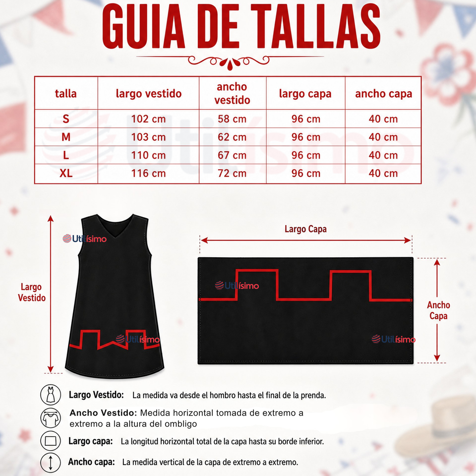 Traje Típico Vestido Mapuche 3 Piezas Mujer Fechas Patrias