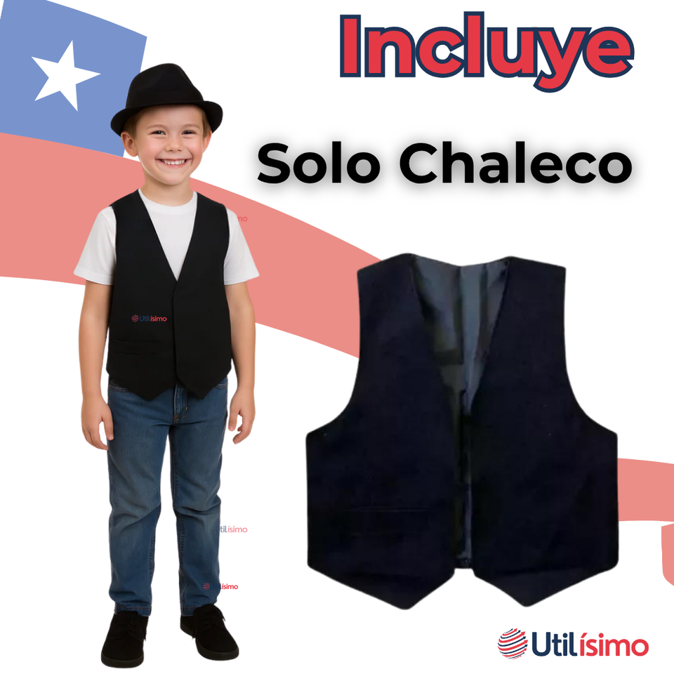 Chaleco Bolero Nortino Niño Fiestas Patrias Negro
