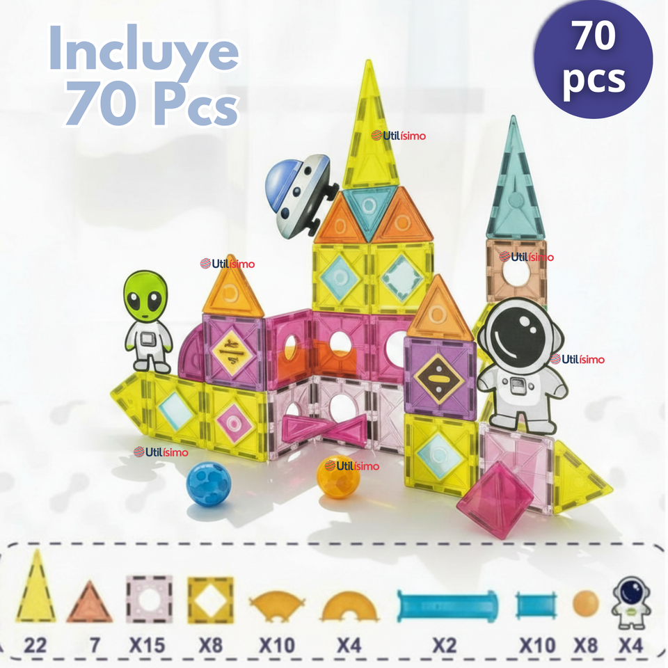 Juego Bloques De Construcción Magnéticos 3D 70 Piezas para Niños