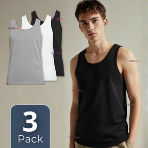 Pack 3 Camiseta Sin Manga Básicas Suaves 100% Algodón Colores Surtidos Hombre