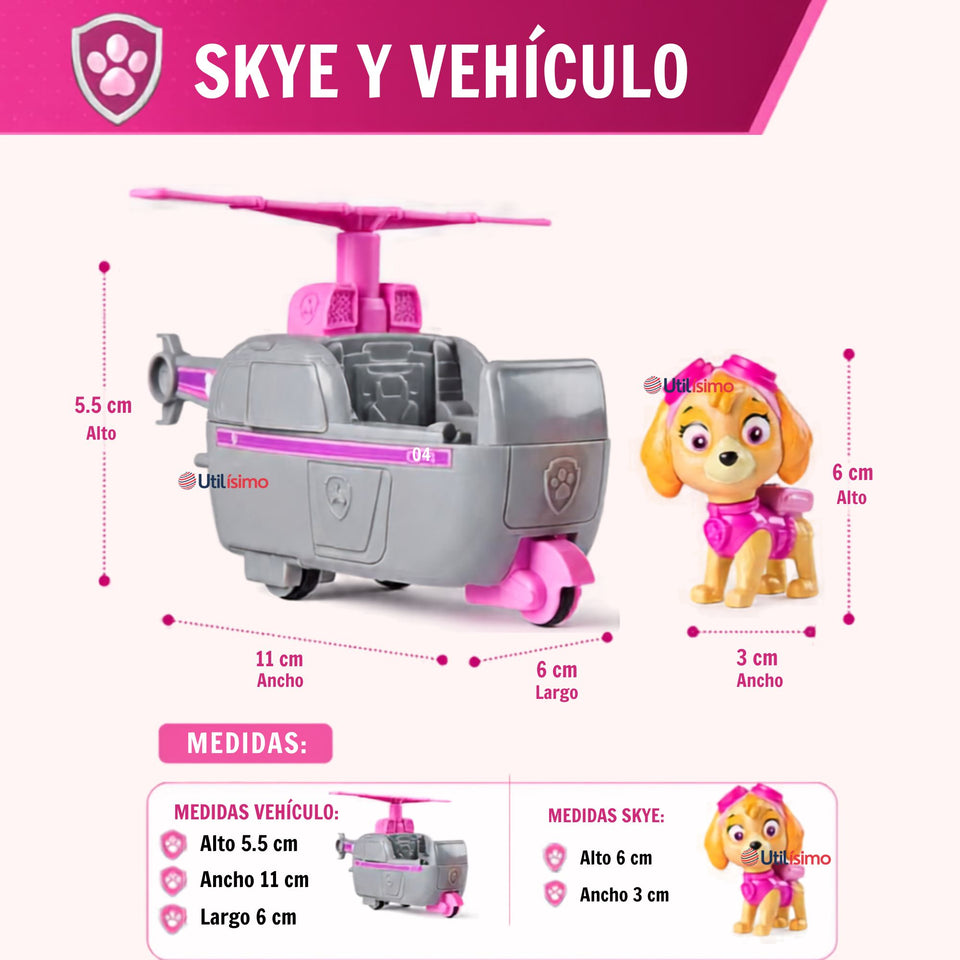 Helicóptero Skye Paw Patrol Con Figura Juguete Niña