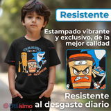 Polera Brainrots 100% Algodón Manga Corta Niño Tralalero Negro