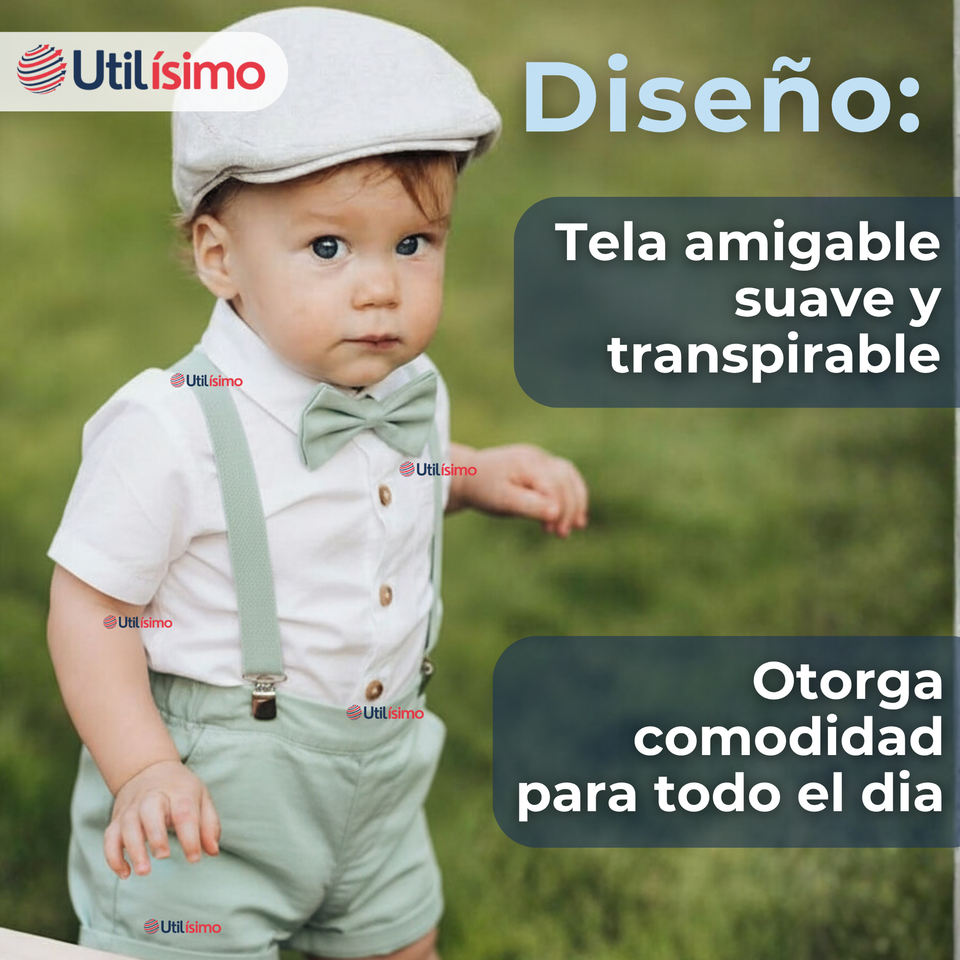 Conjunto de Vestir con Tirantes Camisa Pantalón Corto Algodón