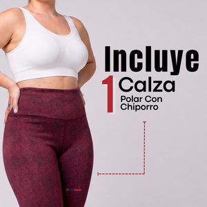 Calza Polar Con Chiporro Térmica Mujer Elásticada Burdeo Jeans