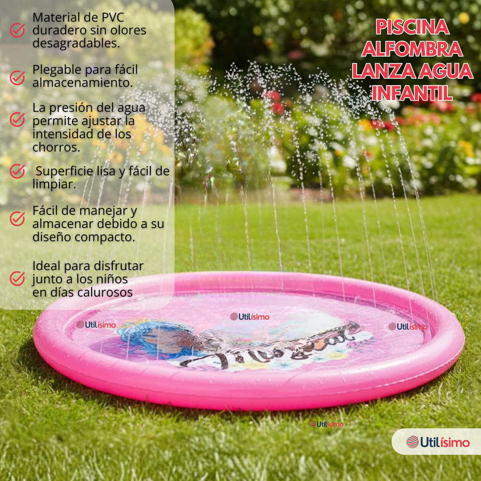 Alfombra Piscina Agua Rociador Para Niña Color Rosado 170 cm