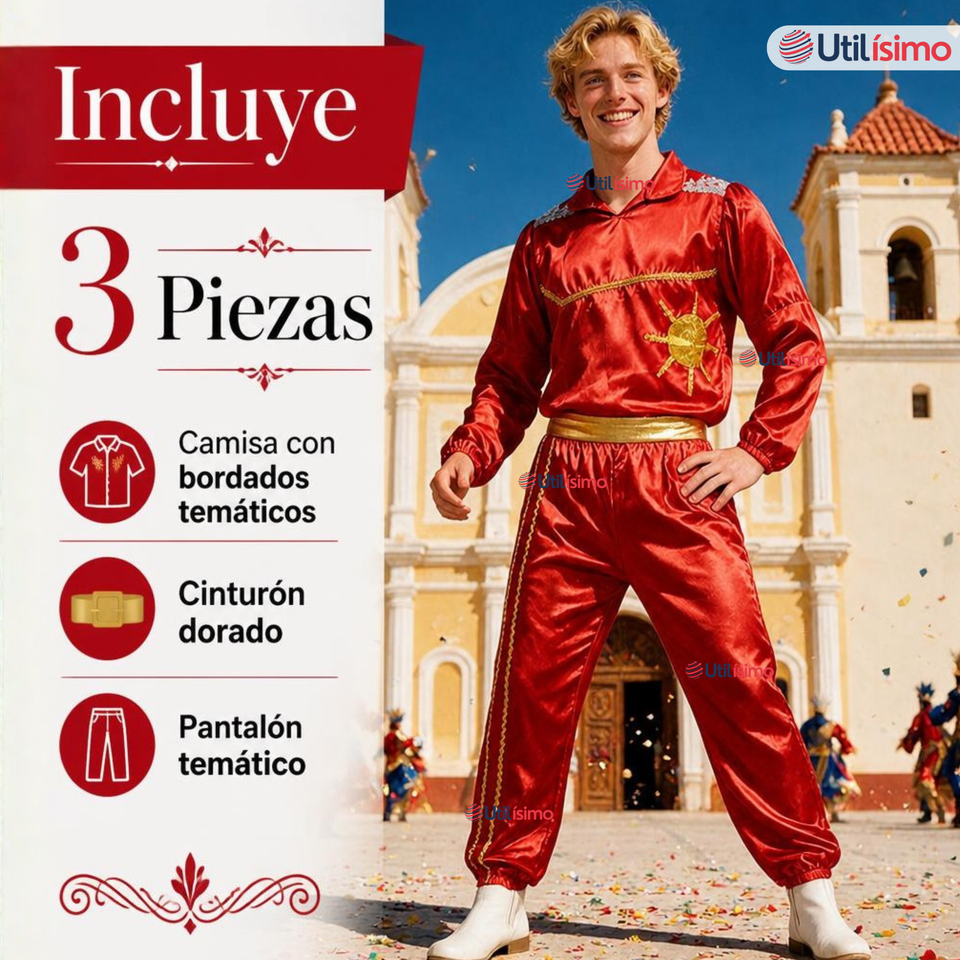 Traje Caporal Típico 2 Piezas Rojo Hombre Fiestas Patrias