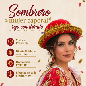 Sombrero Gorro Caporal Mujer Fiestas Patrias Rojo Baile Típico