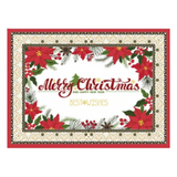 Mantel Navidad Merry Christmas Flores Rojas Poliéster 137x140cm