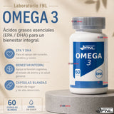 Omega 3 FNL 60 Capsulas Aceite De Pescado + Dha + Epa Sin Sabor