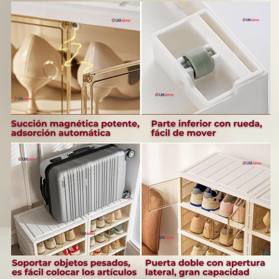 Zapatera Plegable Organizador Apilable 6 Cajones Blanco