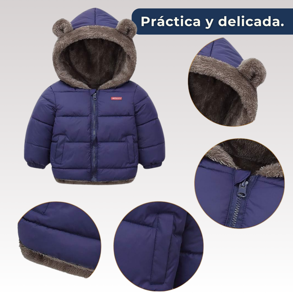 Parka Con Capucha Mangas Larga Niño Blue
