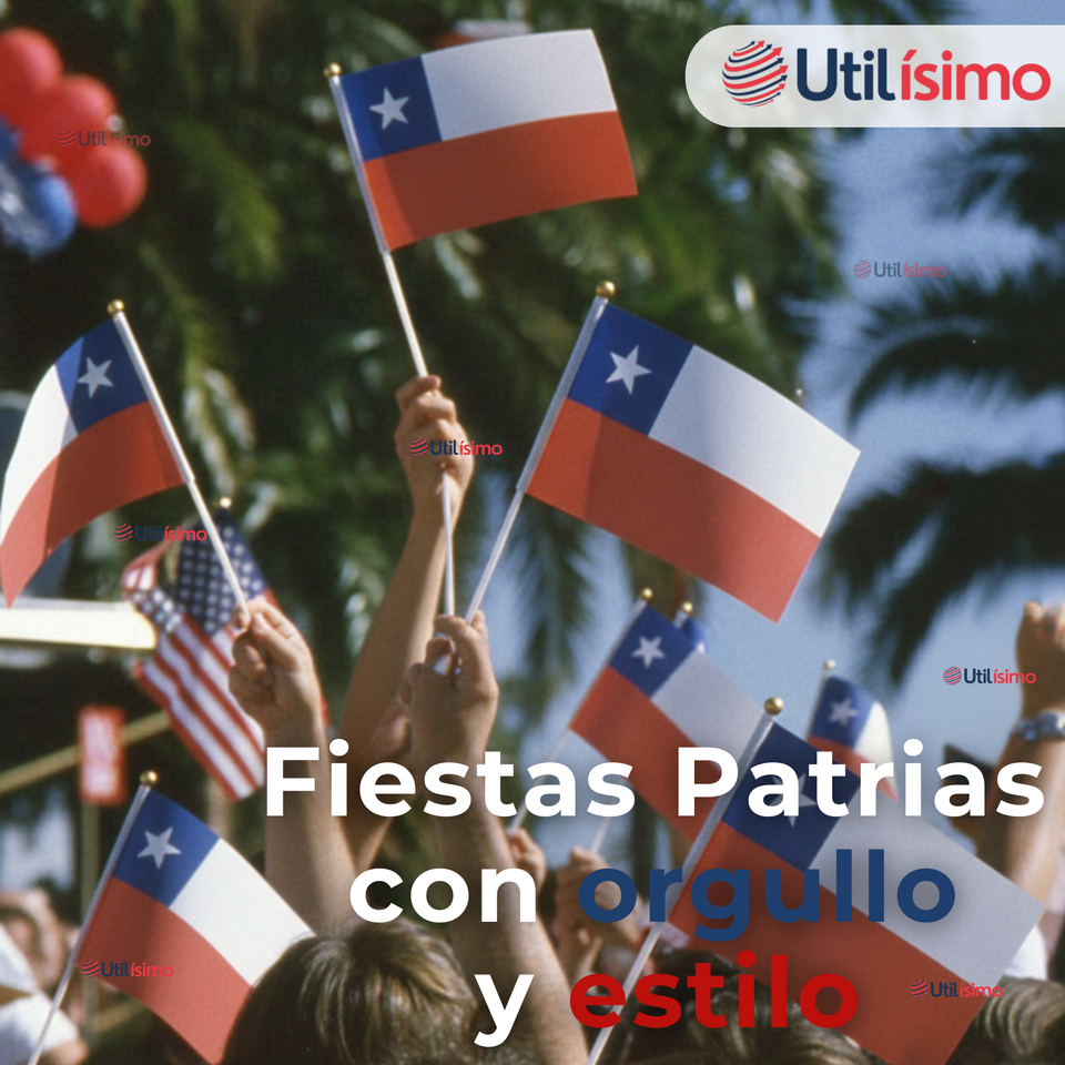 Bandera Chile 30x45cm Tela Con Palito Fechas Patrias