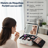 Estuche Maquillaje 2 en 1 Bolso Cosmetiquero Espejo Con Luz Led Organizador