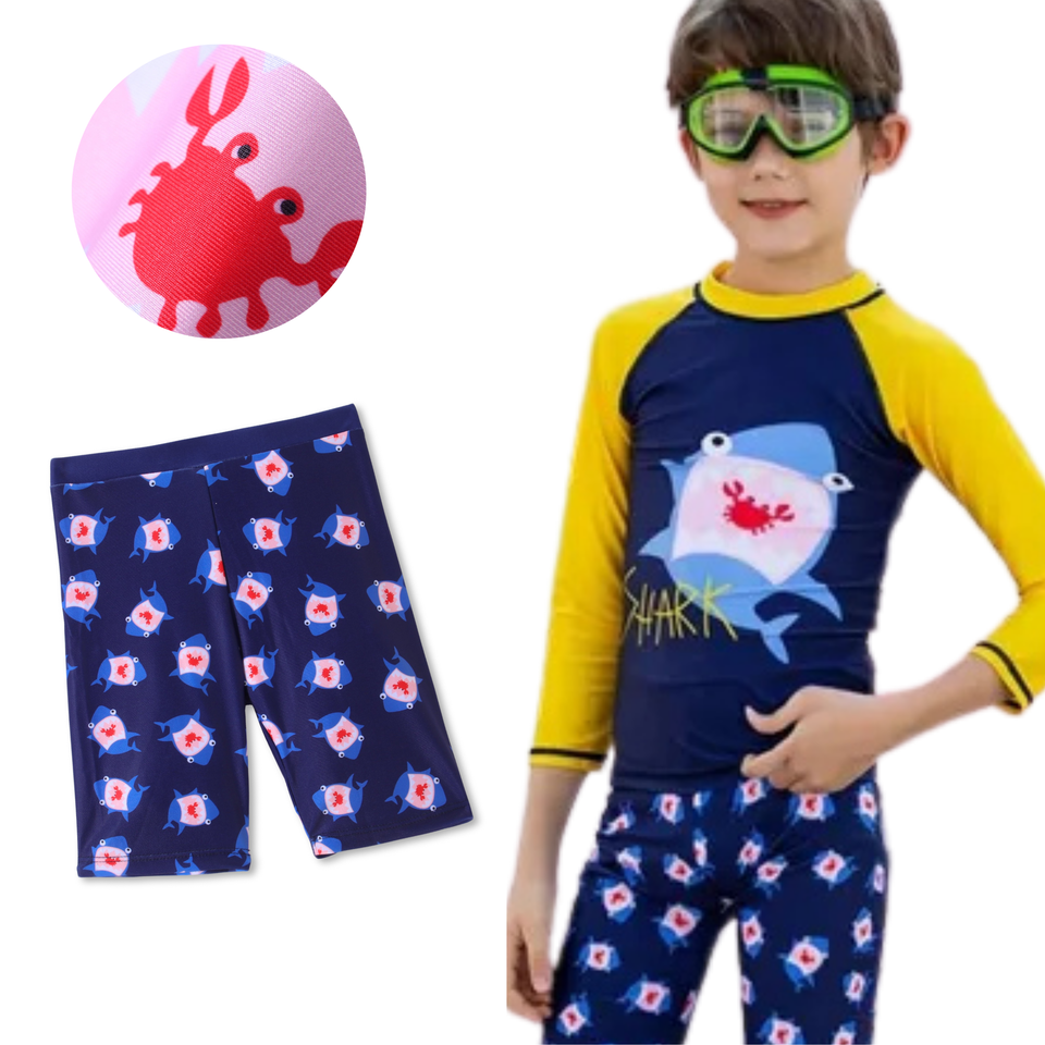 TRAJE DE BAÑO SPF UV50+ 2 PIEZAS MANGA LARGA NIÑO Navy Blue Shark