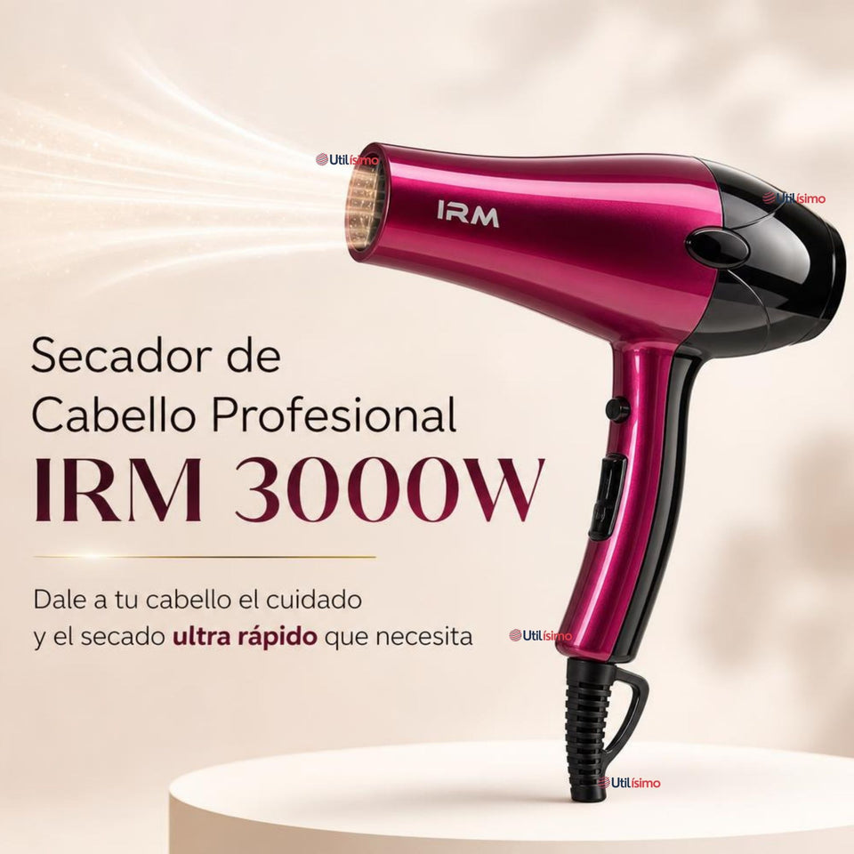 Secador De Cabello Profesional 3000W IRM Boquilla + 2  Peines