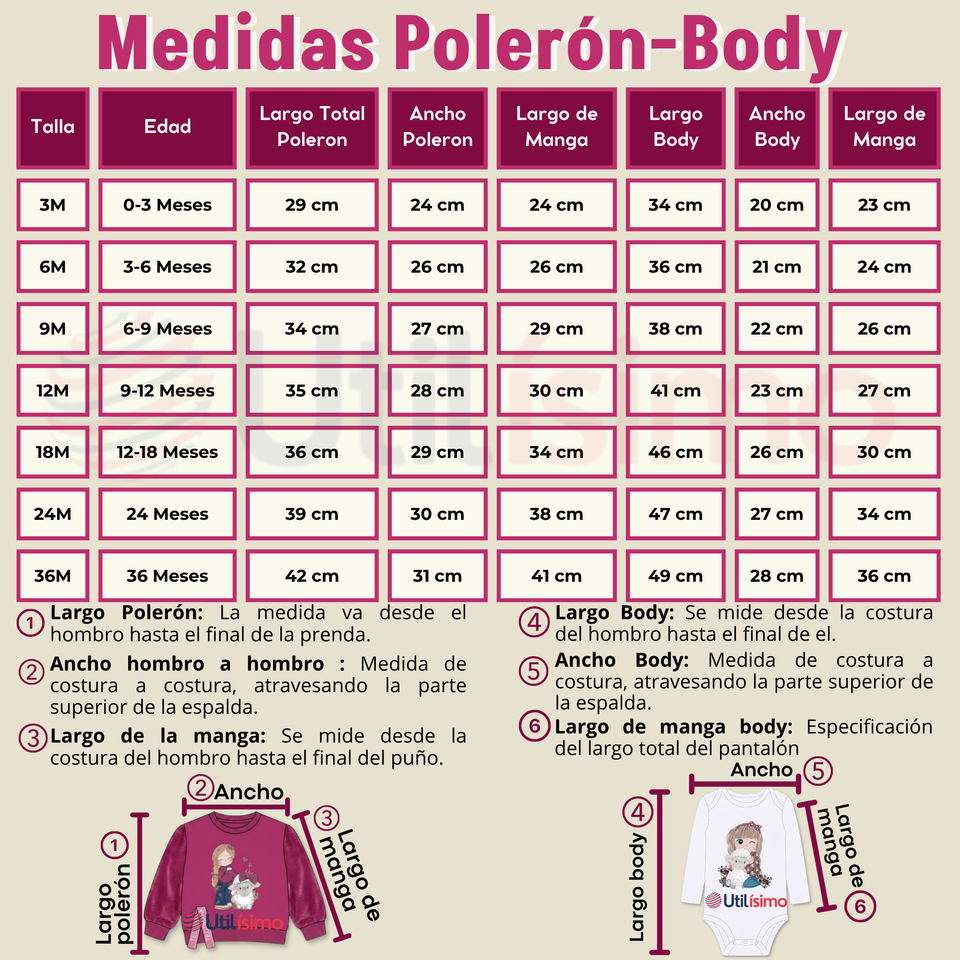 Conjunto 3 Piezas Buzo Pantalón Polerón Body De Algodón Tedmimak Burdeo Bebé Niña