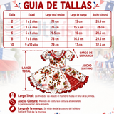 Vestido Chinita Huasa Niña Rojo Floreado Cueca Fiestas Patrias