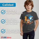 Polera Brainrots 100% Algodón Manga Corta Niño Tralalero Gris Oscuro
