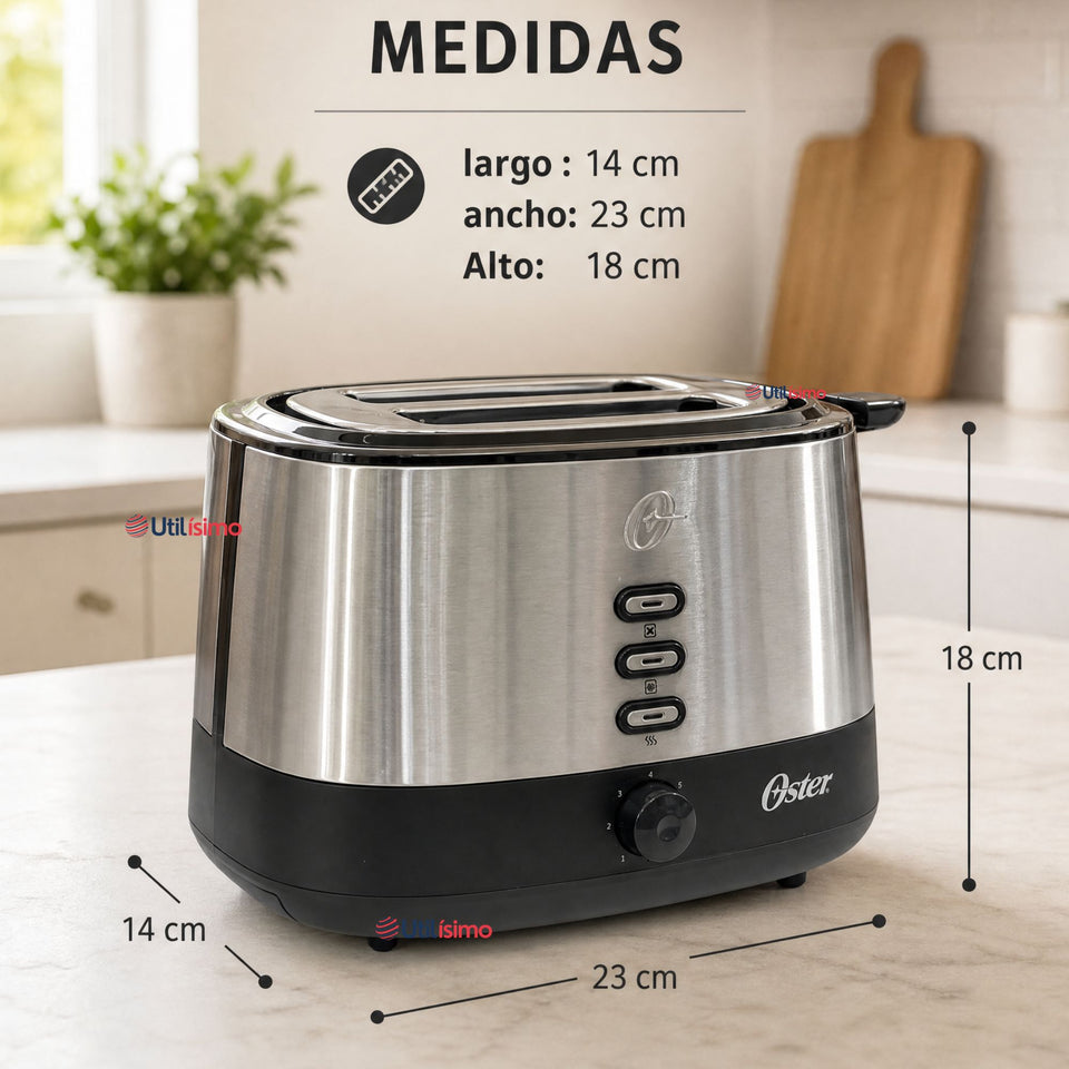 Tostador Oster® 2 rebanadas en acero inoxidable TSSTTR500 800W