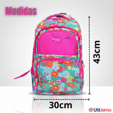 Mochila Escolar Kit Con Estuche y Lonchera 43cm Tela Oxford Niña