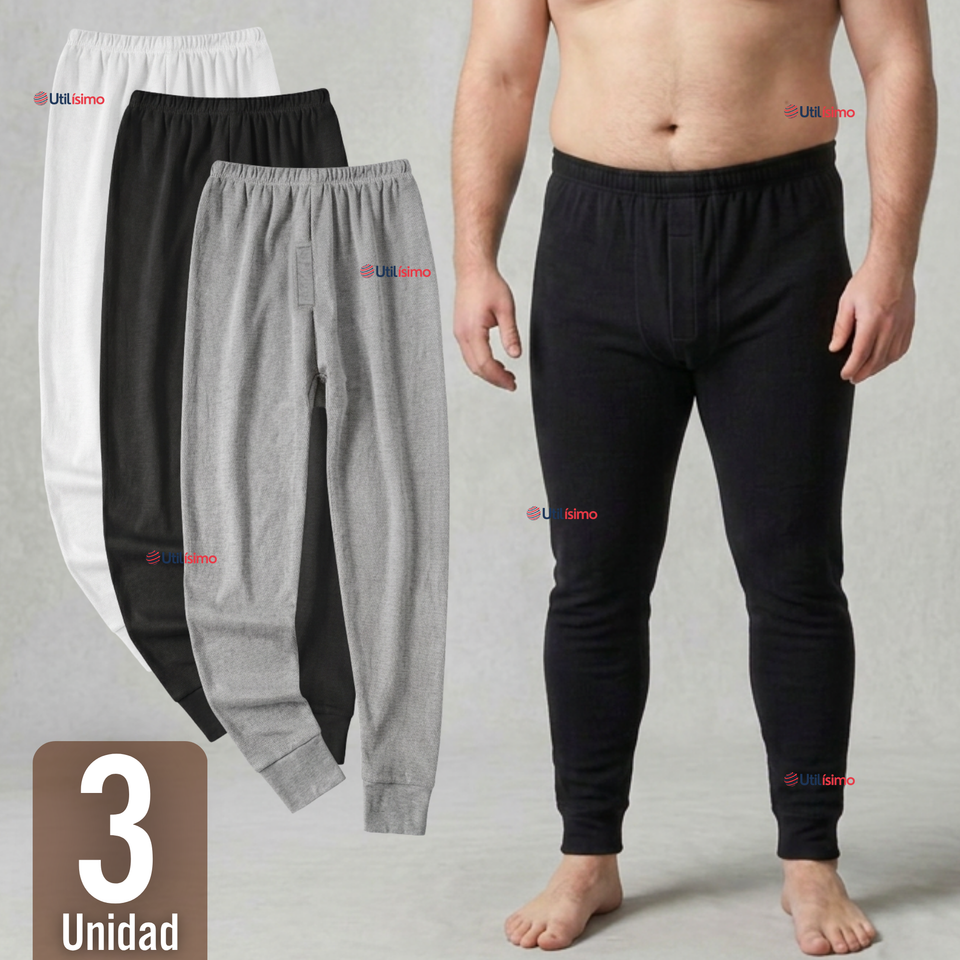 Pack 3 Calzoncillos Largos Algodón Calza Hombre Invierno Primera Capa
