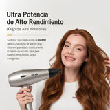 Secador de cabello Profesional 5000w Potencia y Estilo Plateado con Difusor