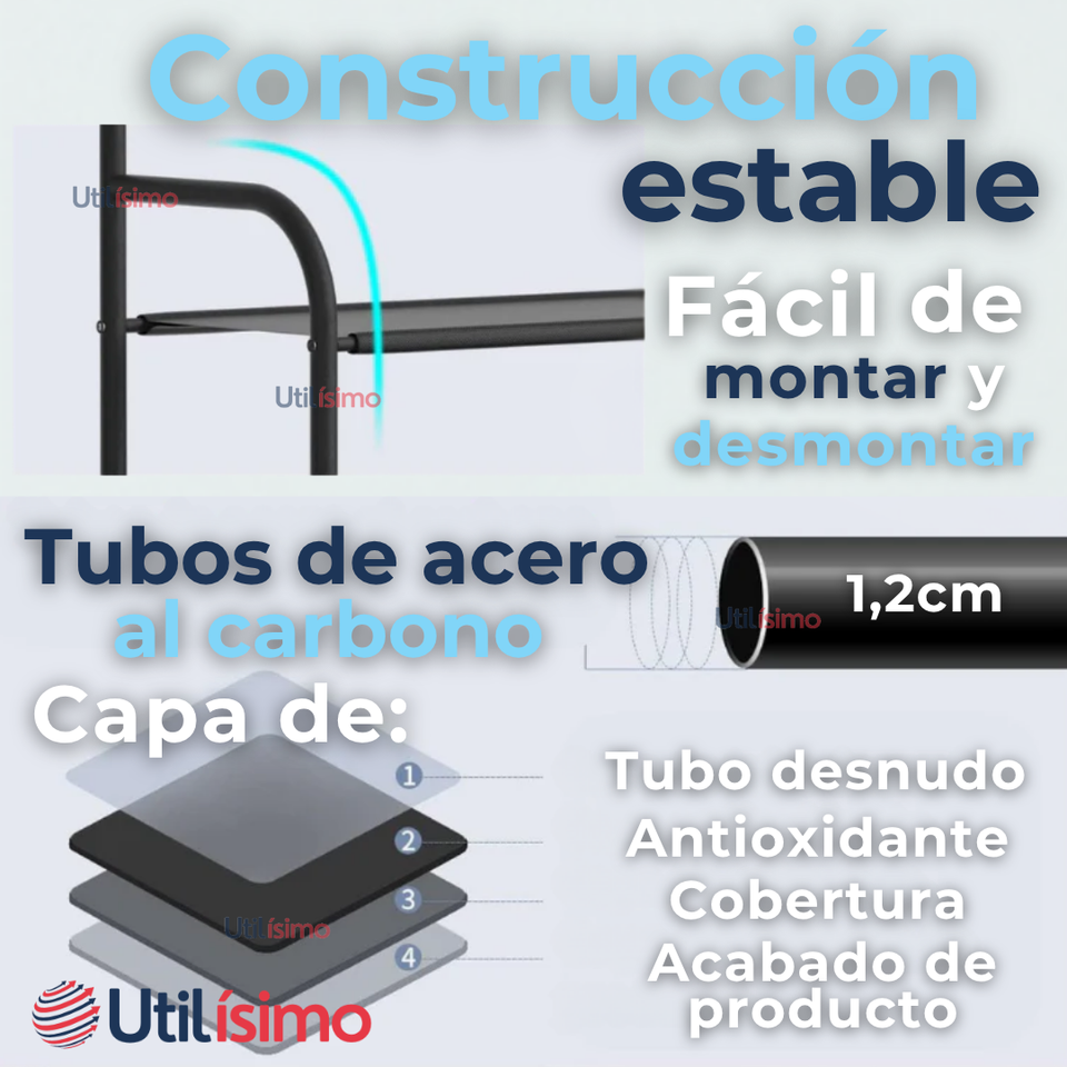 Zapatero Organizador 3 en 1 Closet Armario Perchero Multiuso Negro