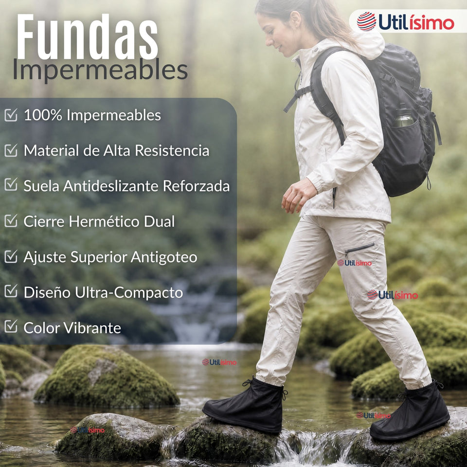 Fundas Cubre Calzado Impermeables Aislante Lluvia Negro Mujer 1 Par