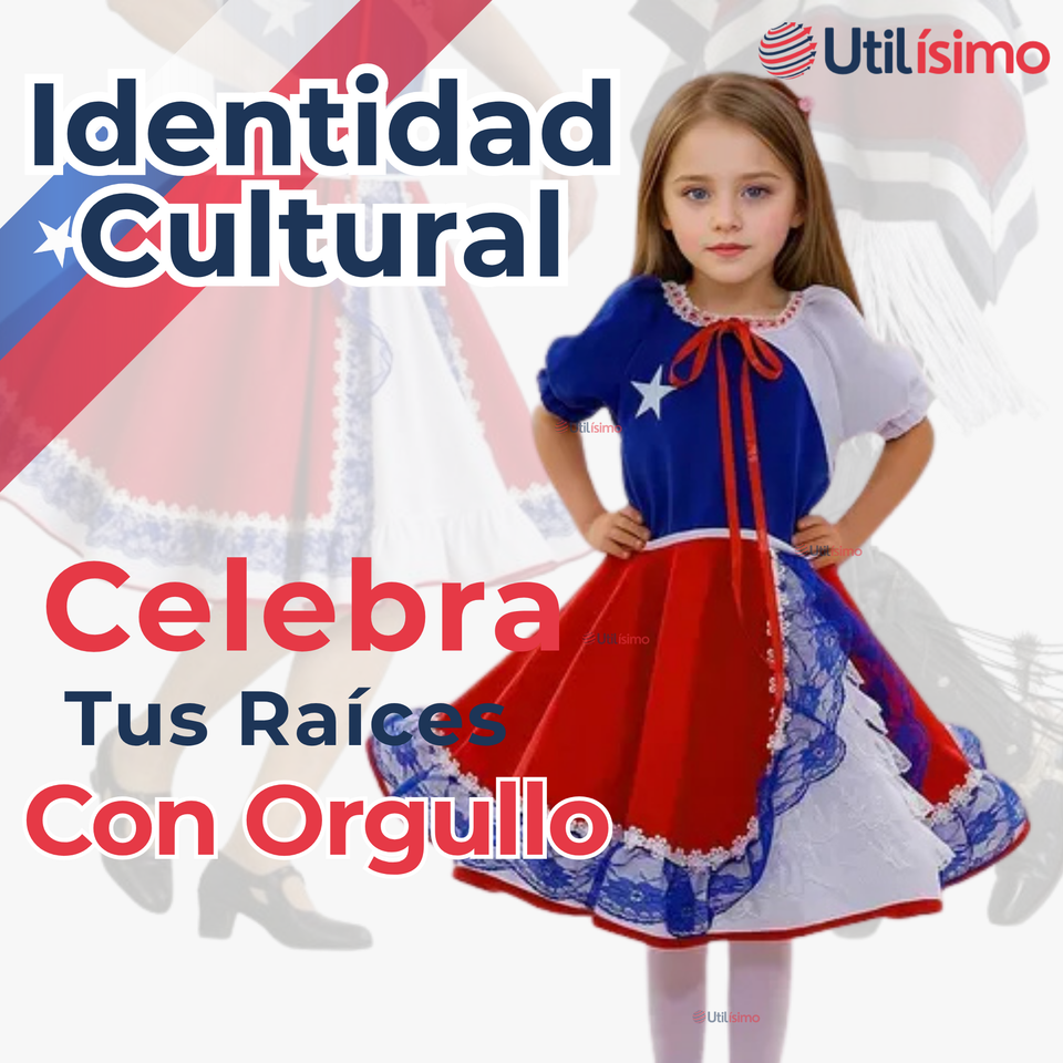 Vestido Huasa Niña Bandera Chilena Fiestas Patrias