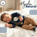 Conjunto 2 Piezas Buzo Pantalón Y Polerón De Algodón Azul Oso Polar Bebé Niño