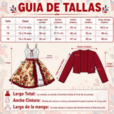 Vestido Chinita Huasa Juvenil 2 Piezas Burdeo Floreado Cueca Fiestas Patrias