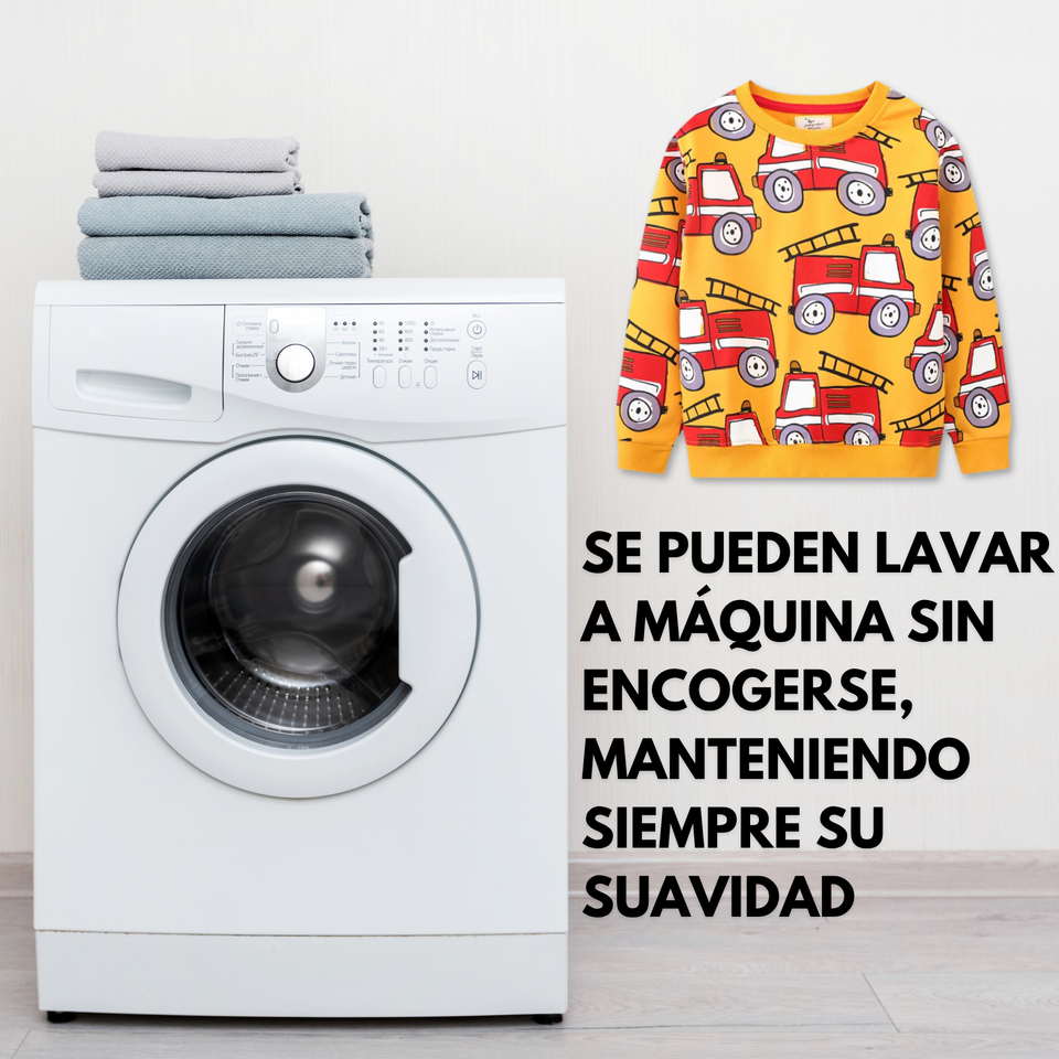 Polerón Algodón Cuello Redondo Niño Mostaza Bomberos