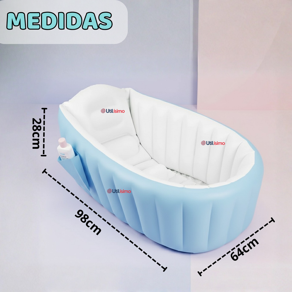 Bañera Inflable Plegable Portátil Para Bebés Con Bomba Aire Niño Azul