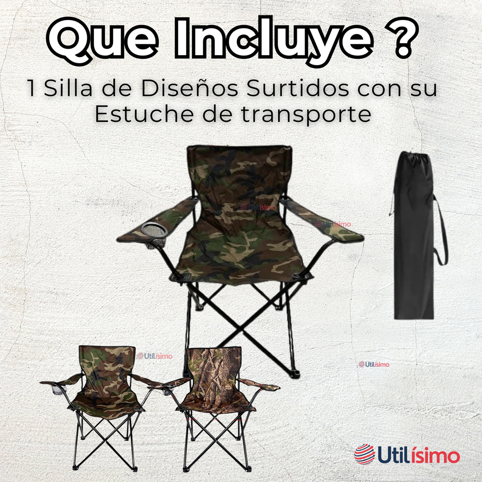 Silla Plegable De Playa Camping Picnic Con Portavaso Diseños Surtidos