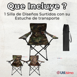 Silla Plegable De Playa Camping Picnic Con Portavaso Diseños Surtidos