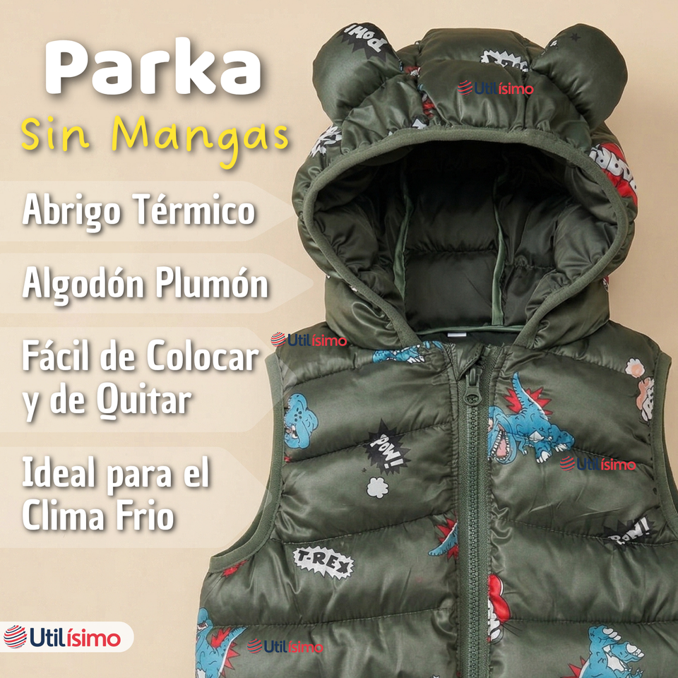 Parka Infantil Con Capucha Sin Manga Bebe Niño